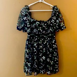 Lulus black dress with flower details